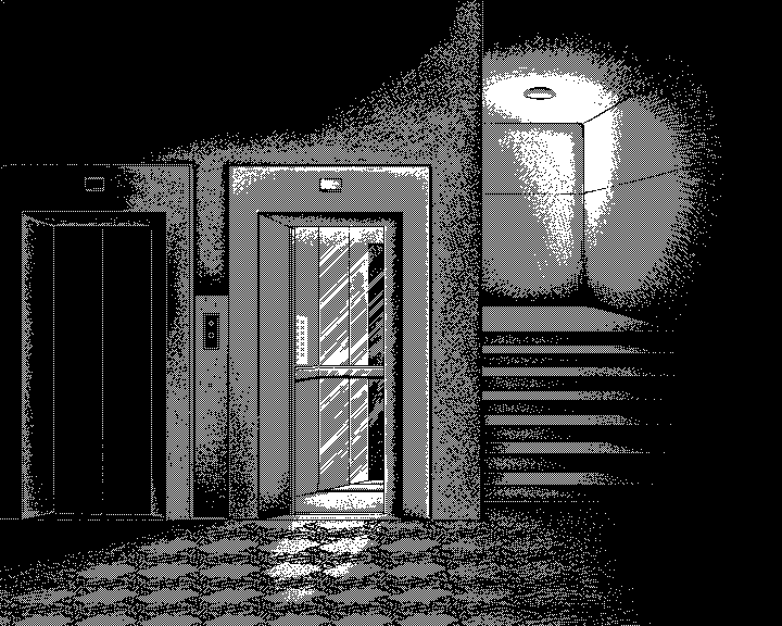dithered elevator door opening